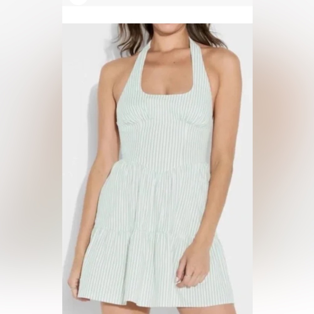 Wild Fable Tiered Mini A-Line Dress Striped Size large stretch in the back